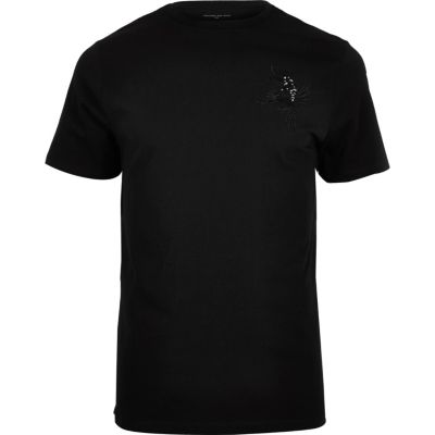 Black sequin panther T-shirt